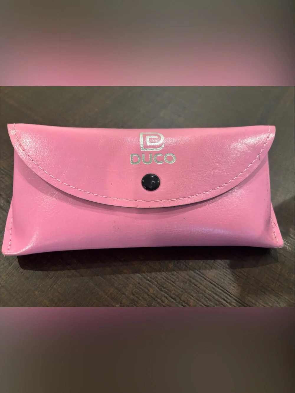 DUCO Pink Faux Leather Sunglasses Case | Soft Eyeglass Pouch Snap Closure